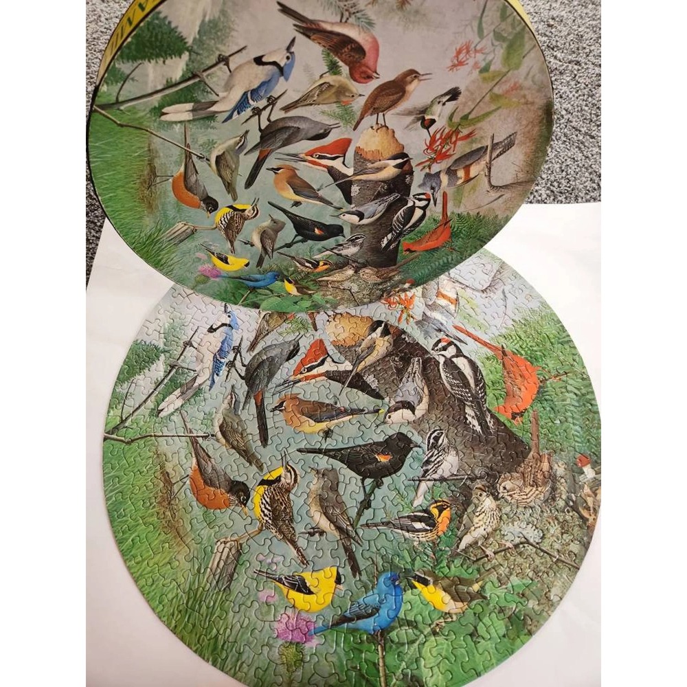 Vintage Springbok Circular Jigsaw Puzzle Familiar Birds 6039 William Dilger 500